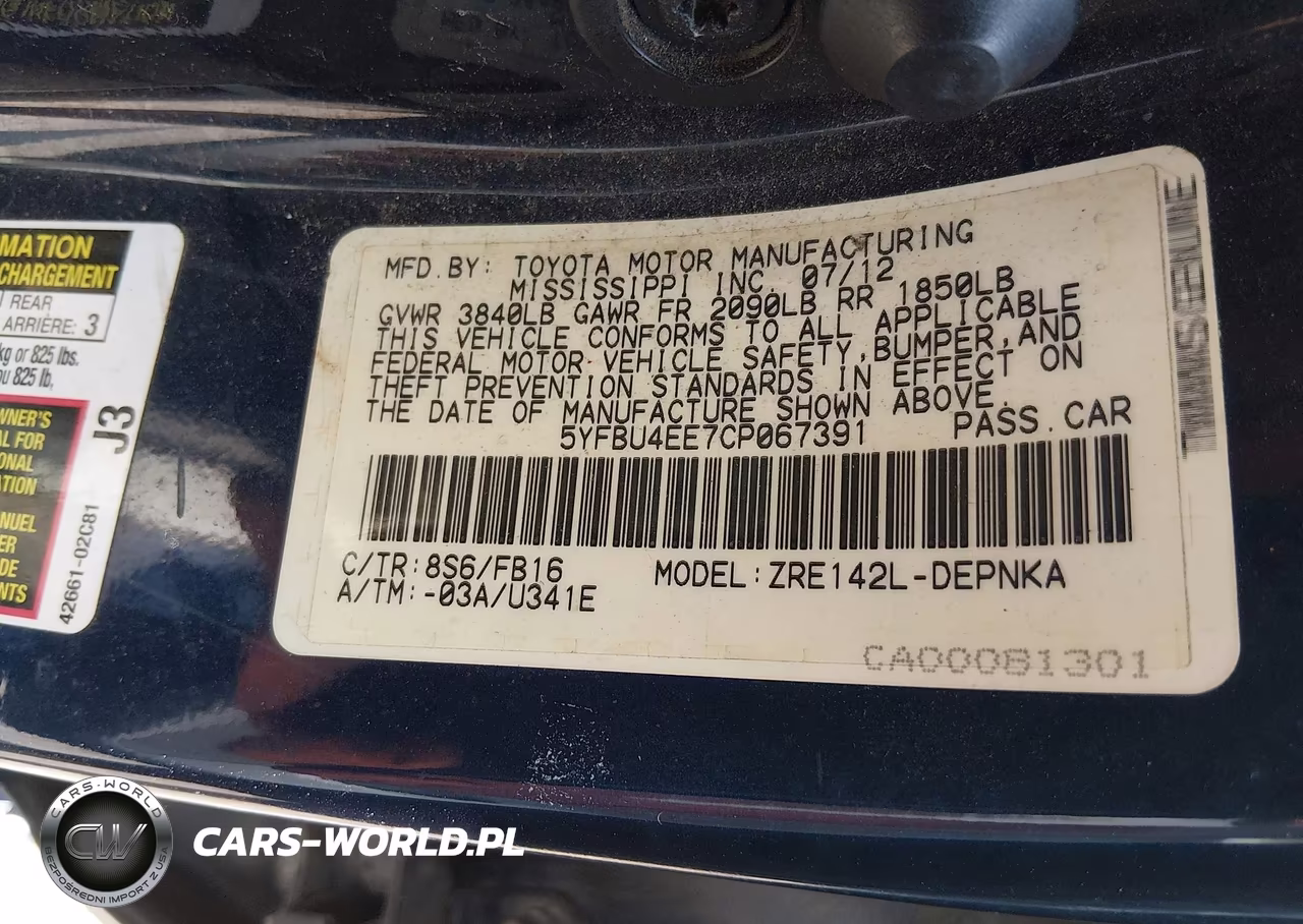 2012 Toyota Corolla Le VIN:5YFBU4EE7CP067391 - 9