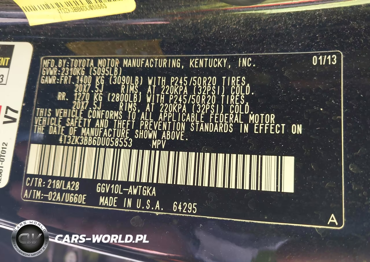 2013 Toyota Venza Limited V6 VIN:4T3ZK3BB6DU058553 - 9