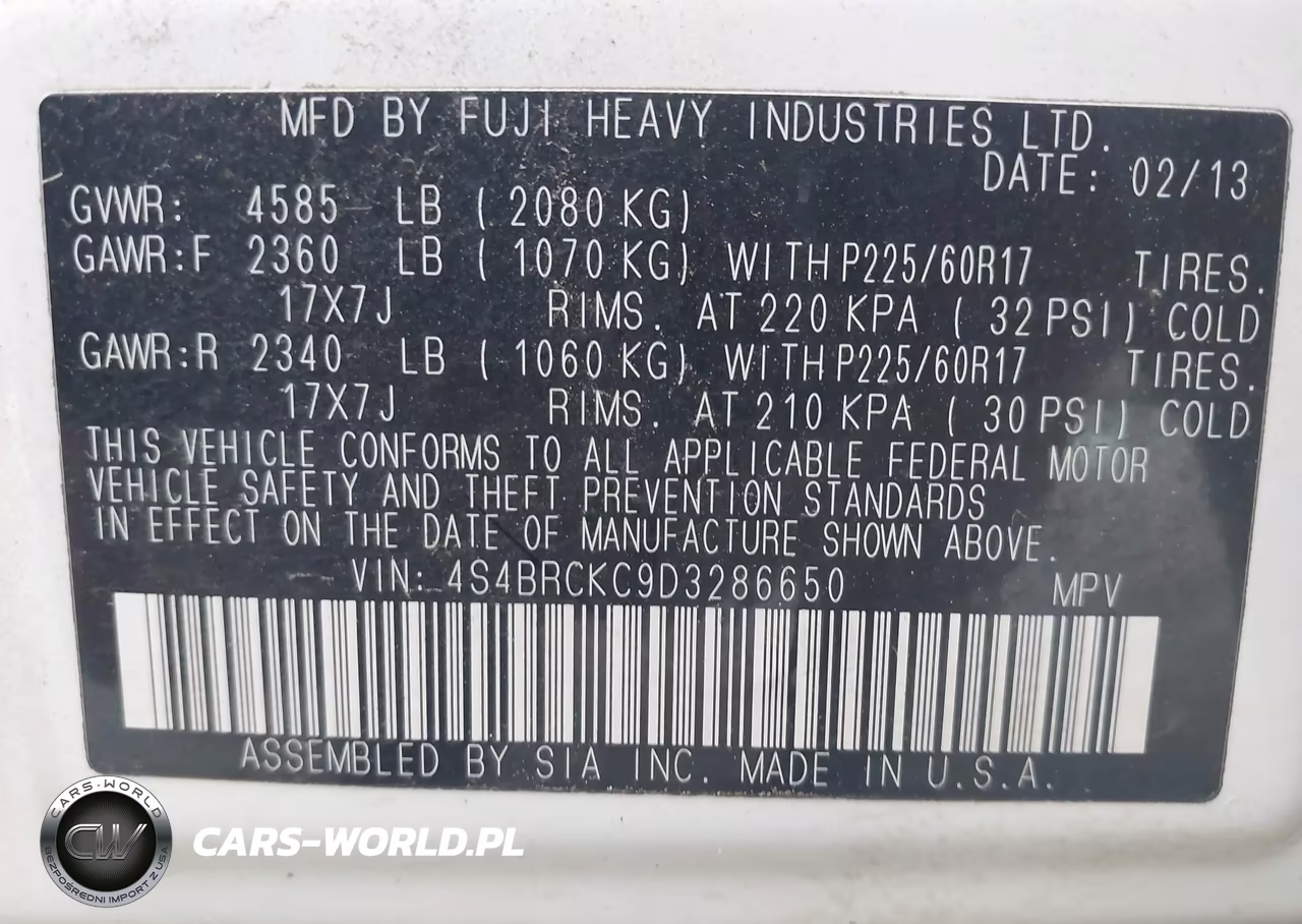 2013 Subaru Outback 2.5I Limited VIN:4S4BRCKC9D3286650 - 9