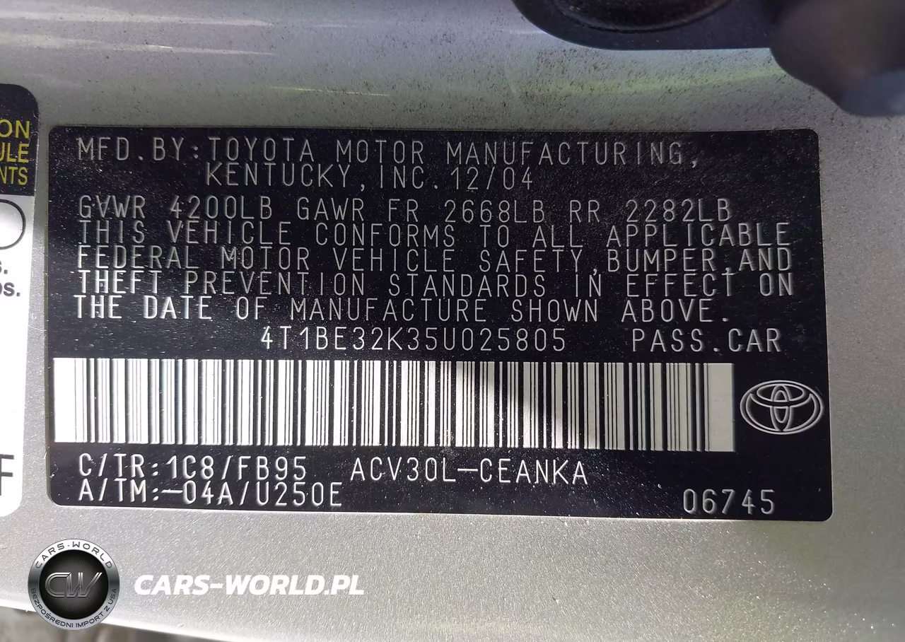 2005 Toyota Camry Le VIN:4T1BE32K35U025805 - 9