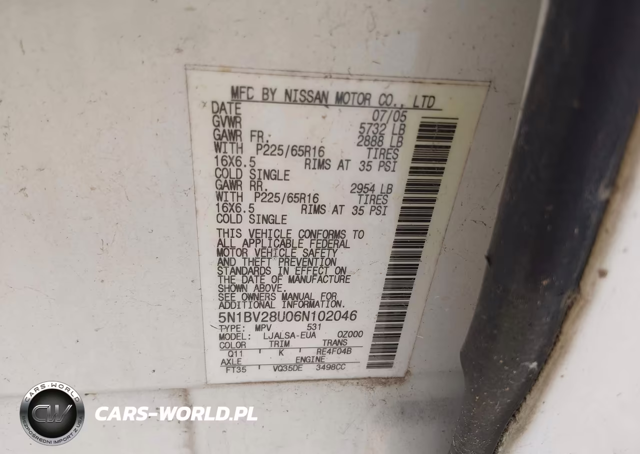 2006 Nissan Quest 3.5 S VIN:5N1BV28U06N102046 - 9