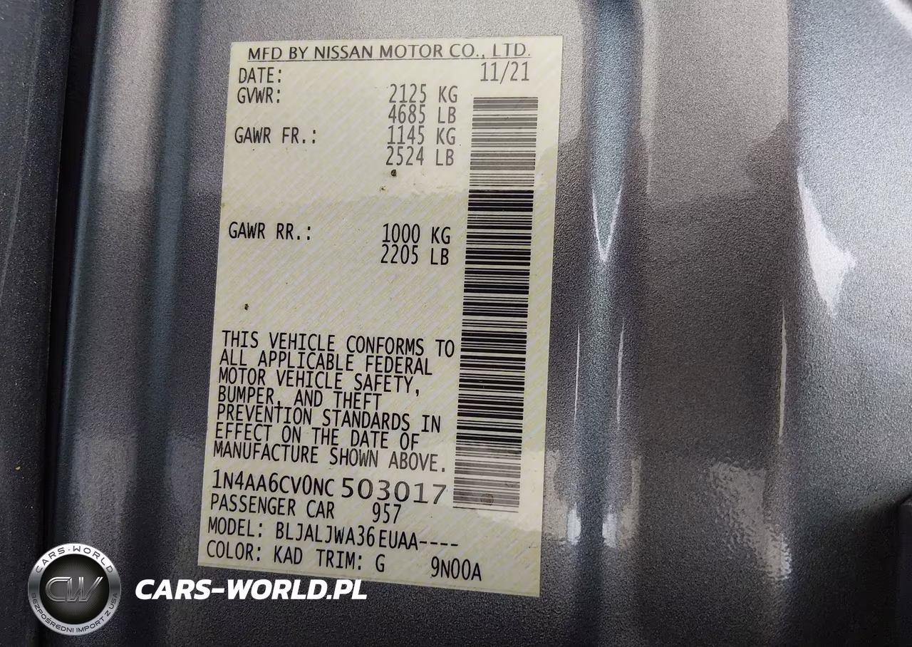 2022 Nissan Maxima Sv Xtronic Cvt VIN:1N4AA6CV0NC503017 - 9