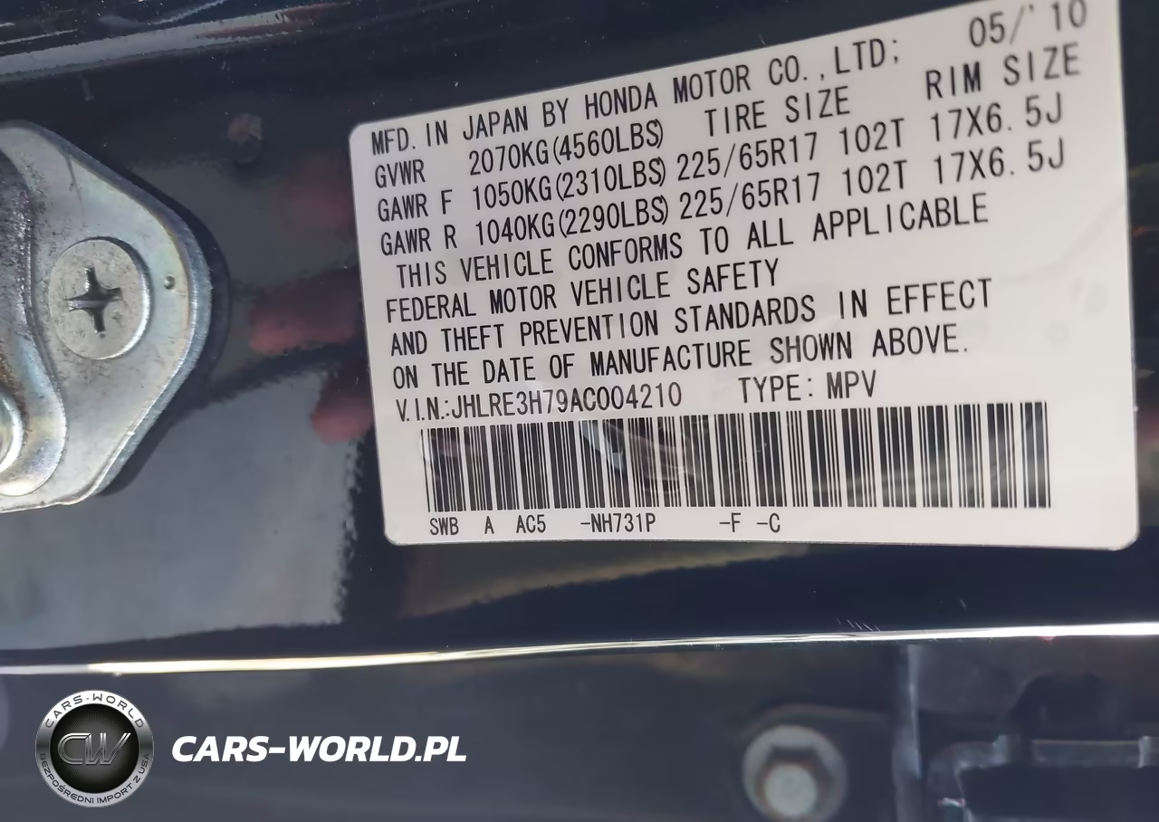 2010 Honda Cr-V Ex-L VIN:JHLRE3H79AC004210 - 9