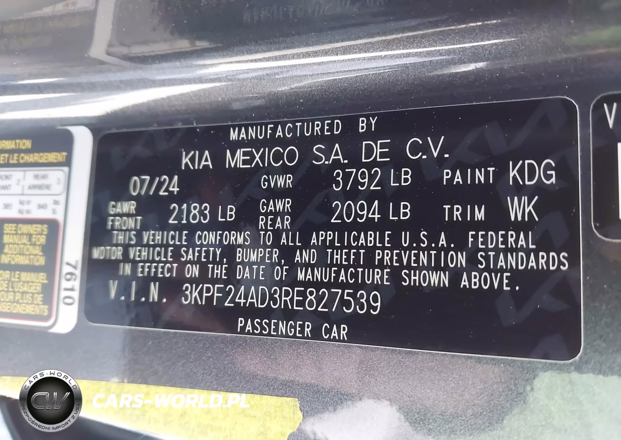 2024 Kia Forte Lxs VIN:3KPF24AD3RE827539 - 9