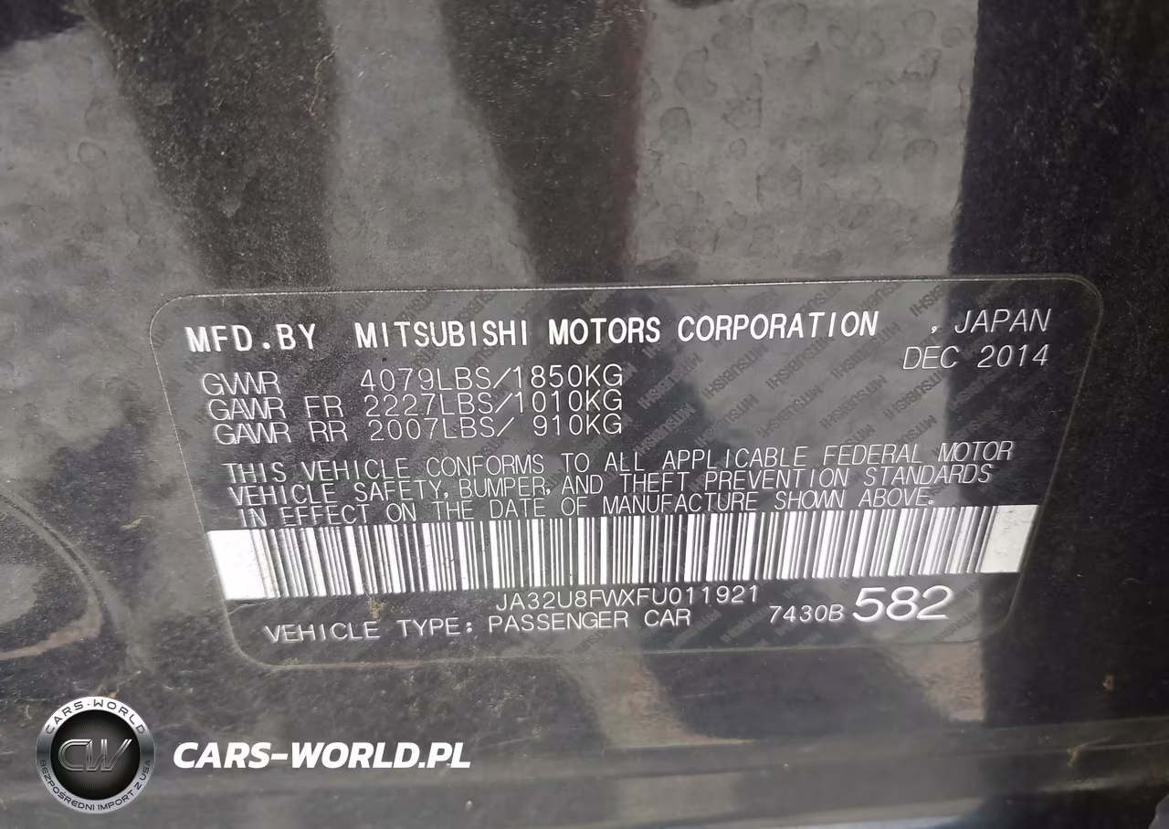 2015 Mitsubishi Lancer Gt VIN:JA32U8FWXFU011921 - 9
