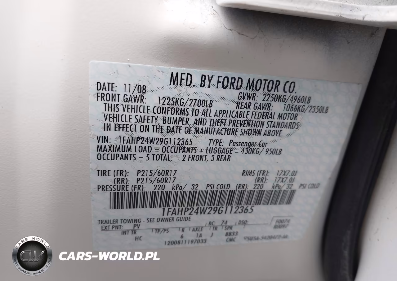 2009 Ford Taurus Sel VIN:1FAHP24W29G112365 - 9