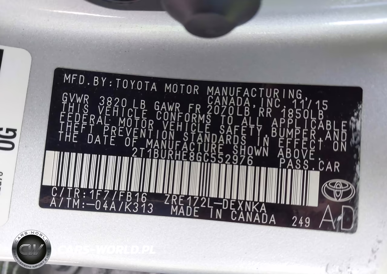 2016 Toyota Corolla Le VIN:2T1BURHE8GC552976 - 9