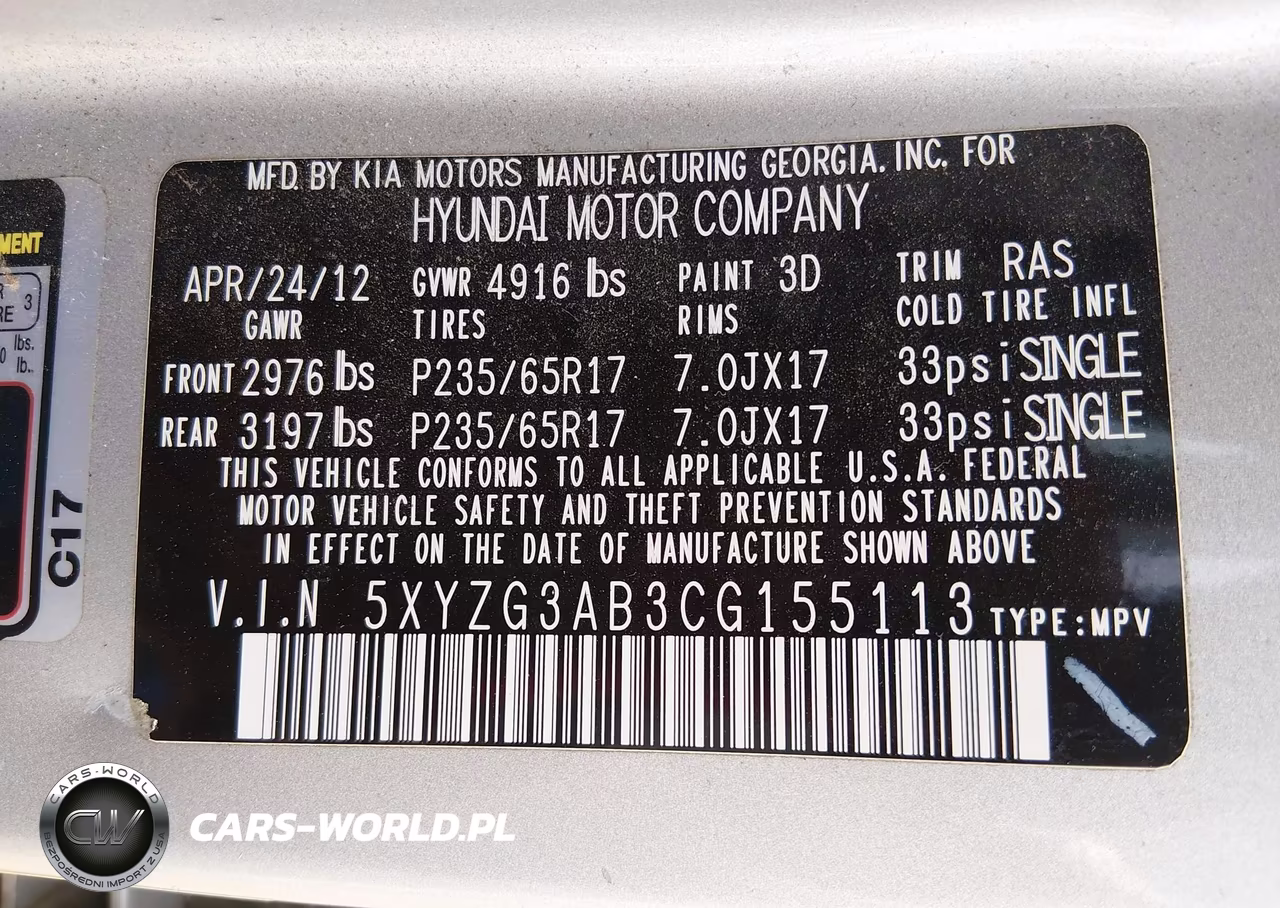 2012 Hyundai Santa Fe Gls VIN:5XYZG3AB3CG155113 - 9