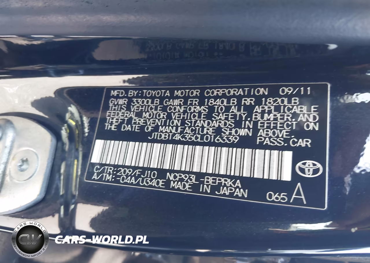 2012 Toyota Yaris VIN:JTDBT4K35CL016339 - 9