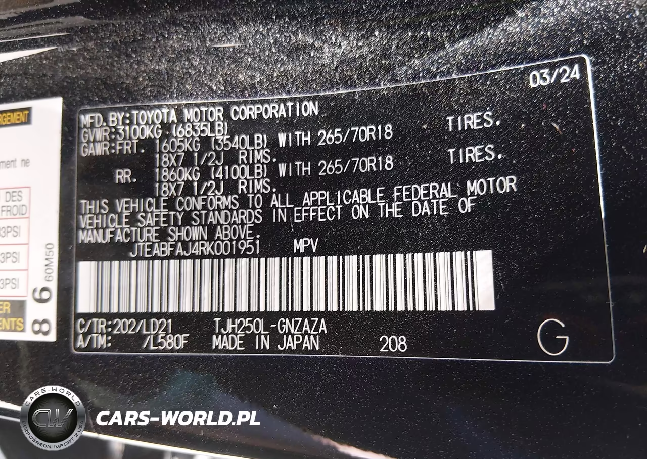 2024 Toyota Land Cruiser First Edition VIN:JTEABFAJ4RK001951 - 9