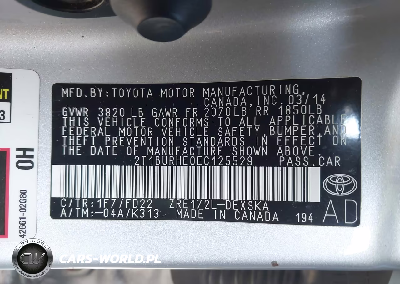 2014 Toyota Corolla S Plus VIN:2T1BURHE0EC125529 - 9