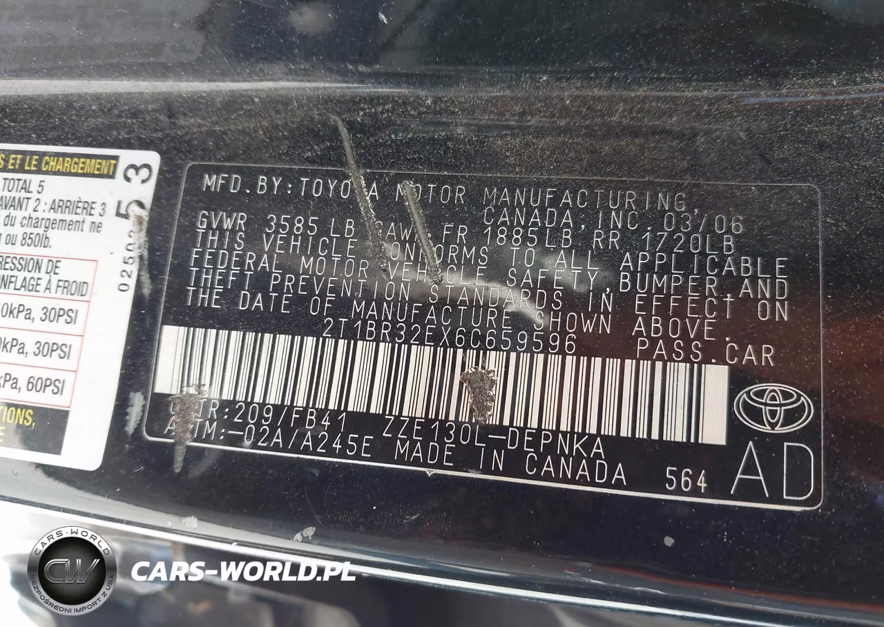 2006 Toyota Corolla Le VIN:2T1BR32EX6C659596 - 9