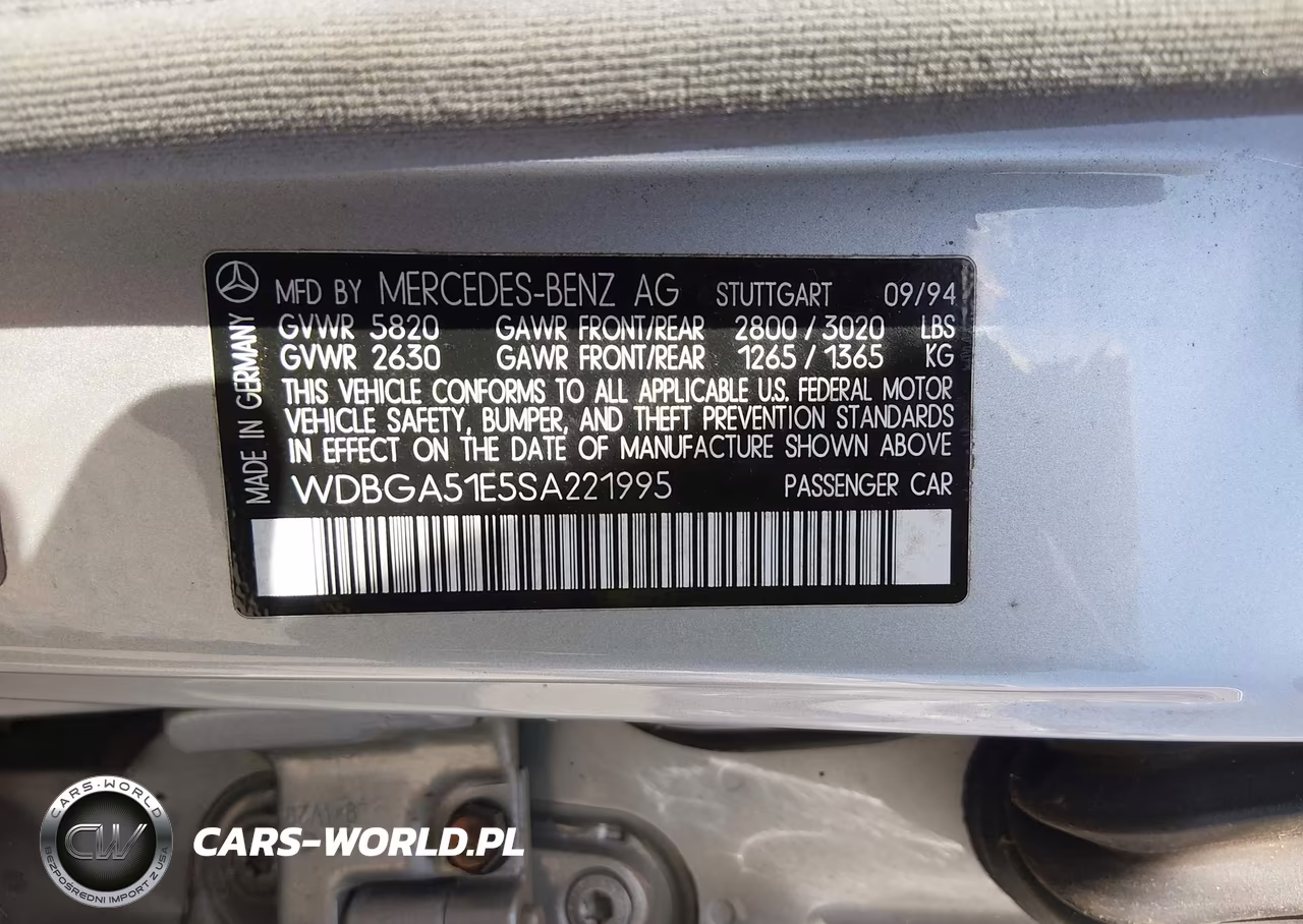 1995 Mercedes-Benz S 500 VIN:WDBGA51E5SA221995 - 9