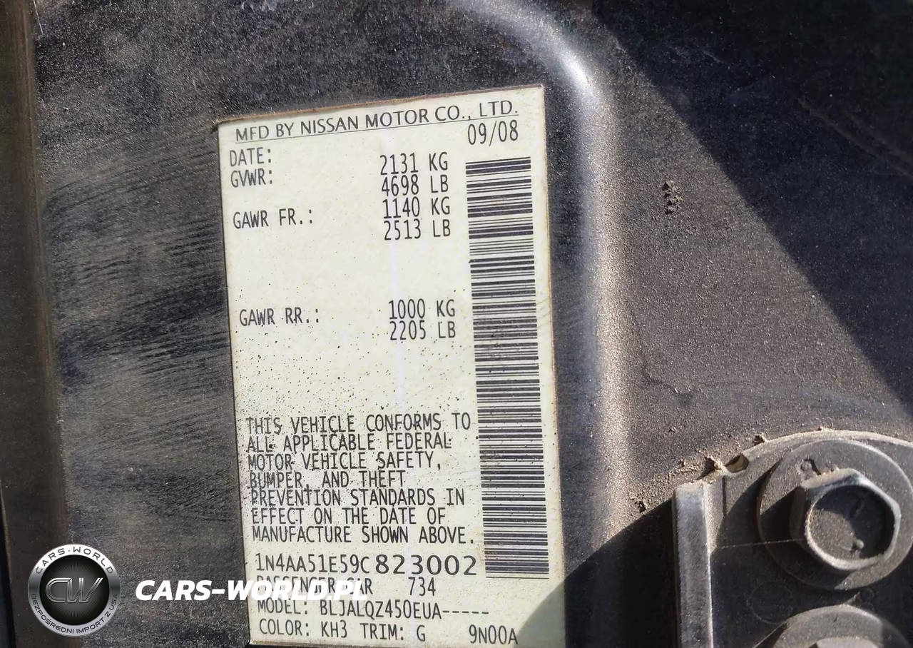 2009 Nissan Maxima 3.5 S VIN:1N4AA51E59C823002 - 9