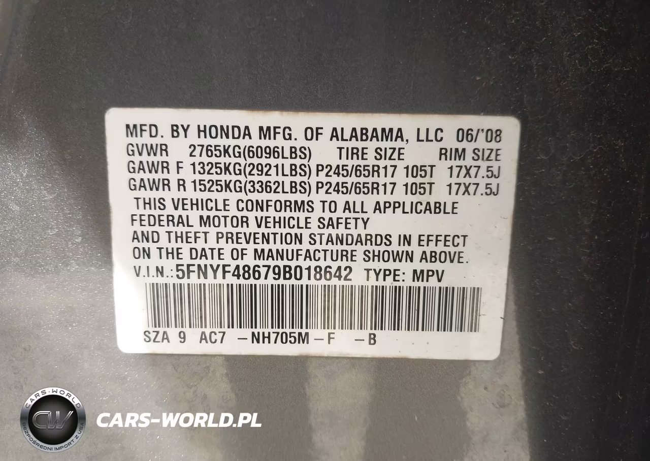 2009 Honda Pilot Ex-L VIN:5FNYF48679B018642 - 9