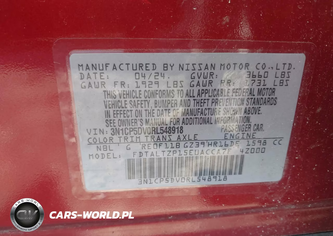 2024 Nissan Kicks Sr Xtronic Cvt VIN:3N1CP5DV0RL548918 - 9