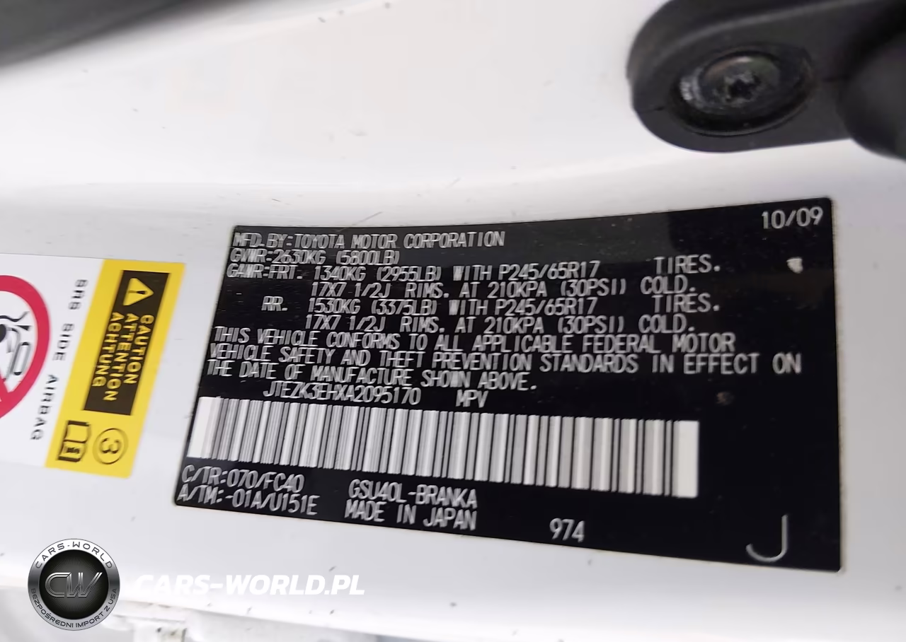2010 Toyota Highlander Base V6 VIN:JTEZK3EHXA2095170 - 9