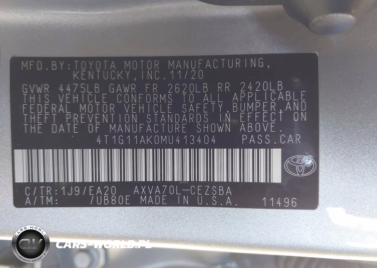 2021 Toyota Camry Se VIN:4T1G11AK0MU413404 - 9