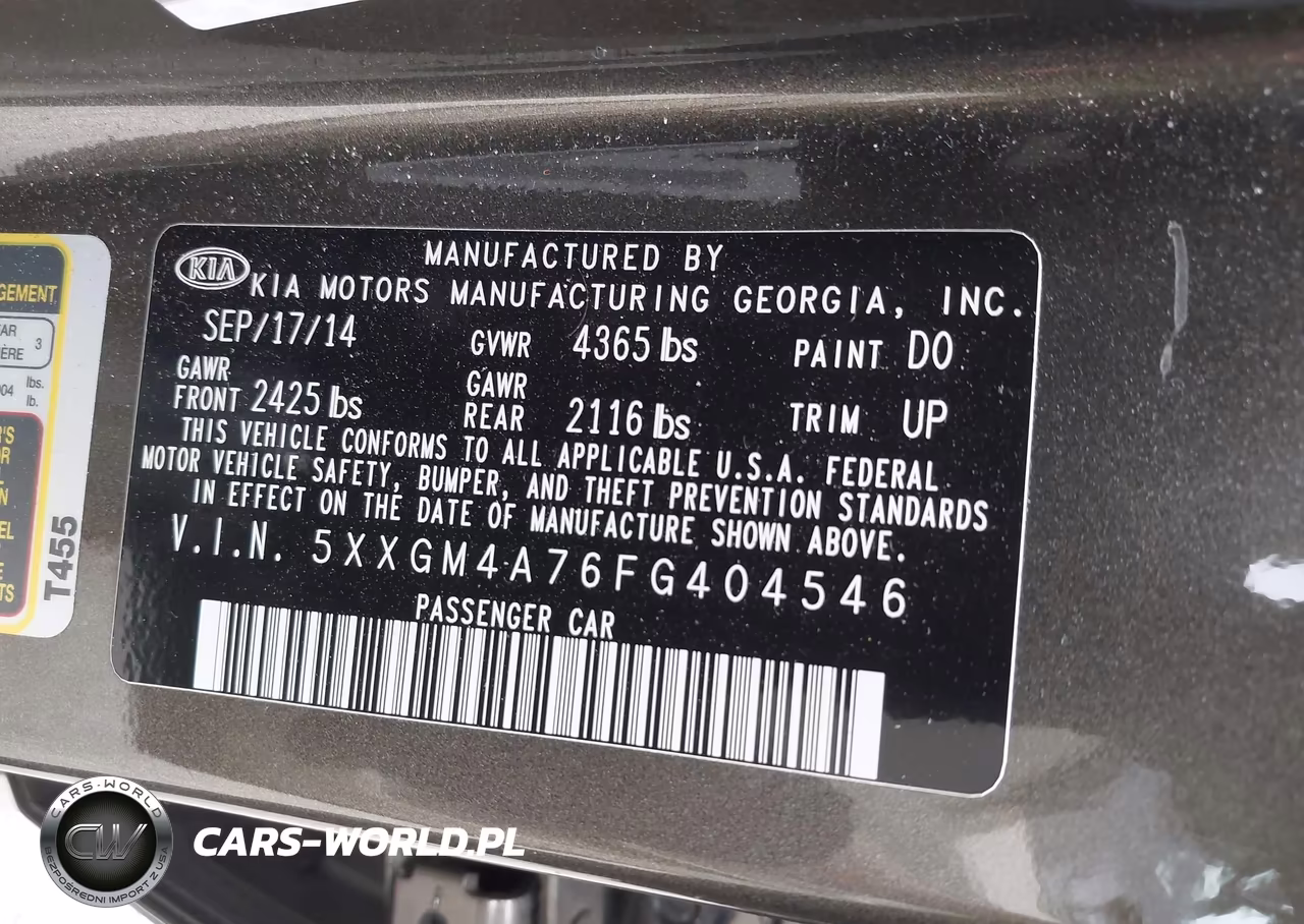 2015 Kia Optima Lx VIN:5XXGM4A76FG404546 - 9