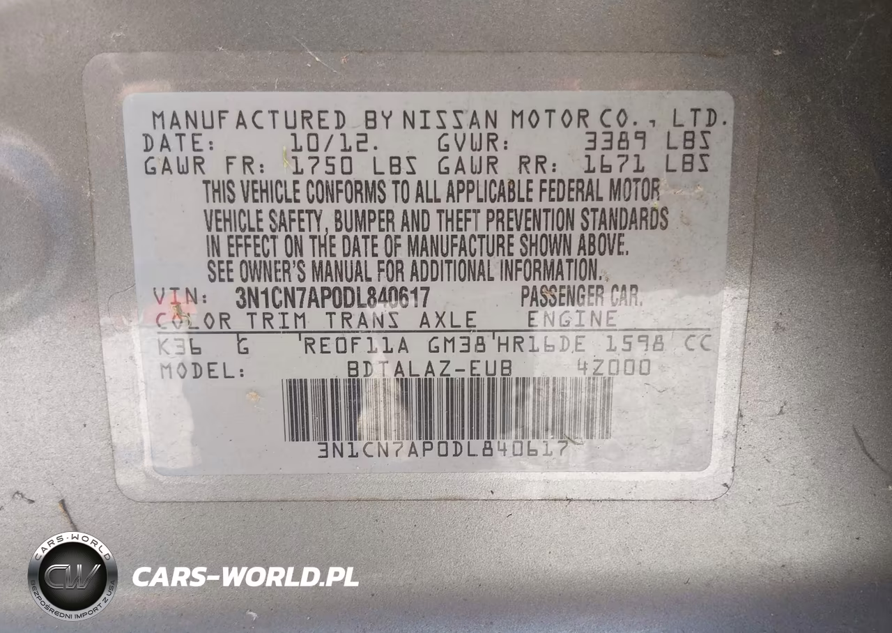 2013 Nissan Versa 1.6 S+ VIN:3N1CN7AP0DL840617 - 9