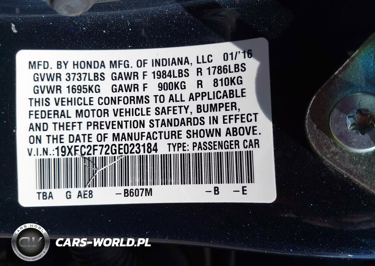 2016 Honda Civic Ex VIN:19XFC2F72GE023184 - 9