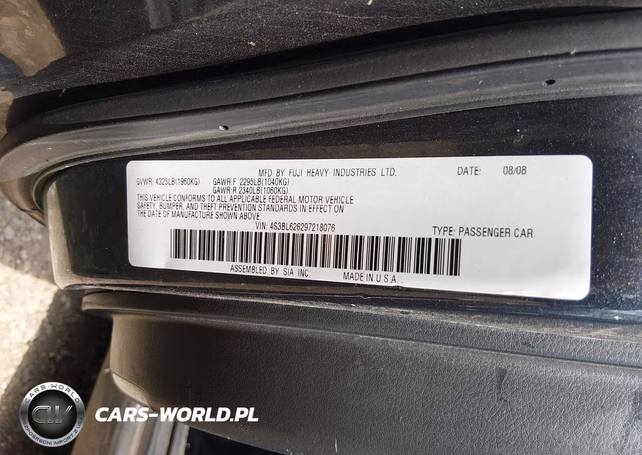 2009 Subaru Legacy 2.5I Limited VIN:4S3BL626297218076 - 9