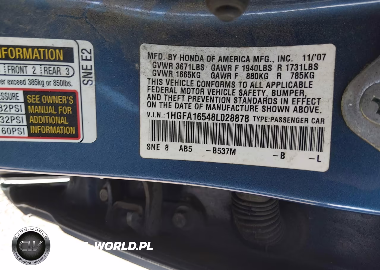 2008 Honda Civic Lx VIN:1HGFA16548L028878 - 9