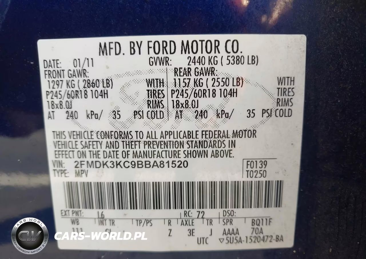 2011 Ford Edge Limited VIN:2FMDK3KC9BBA81520 - 9