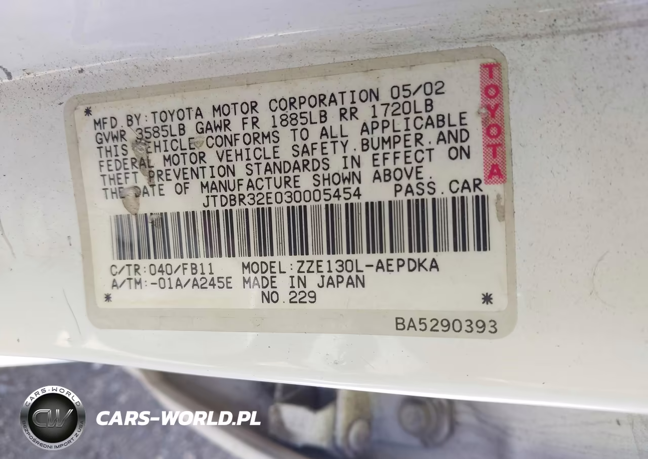2003 Toyota Corolla Ce VIN:JTDBR32E030005454 - 9