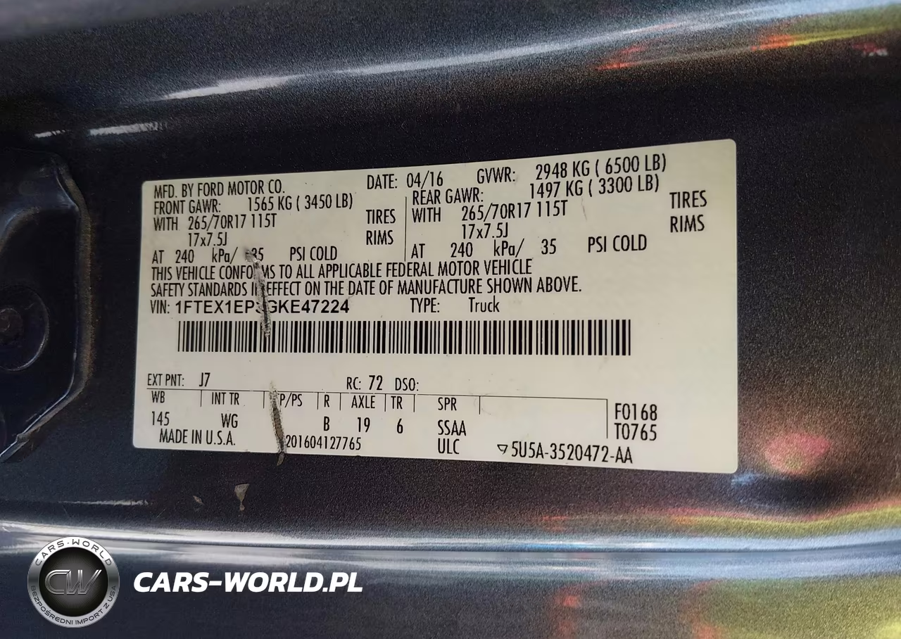 2016 Ford F-150 Xl VIN:1FTEX1EP3GKE47224 - 9