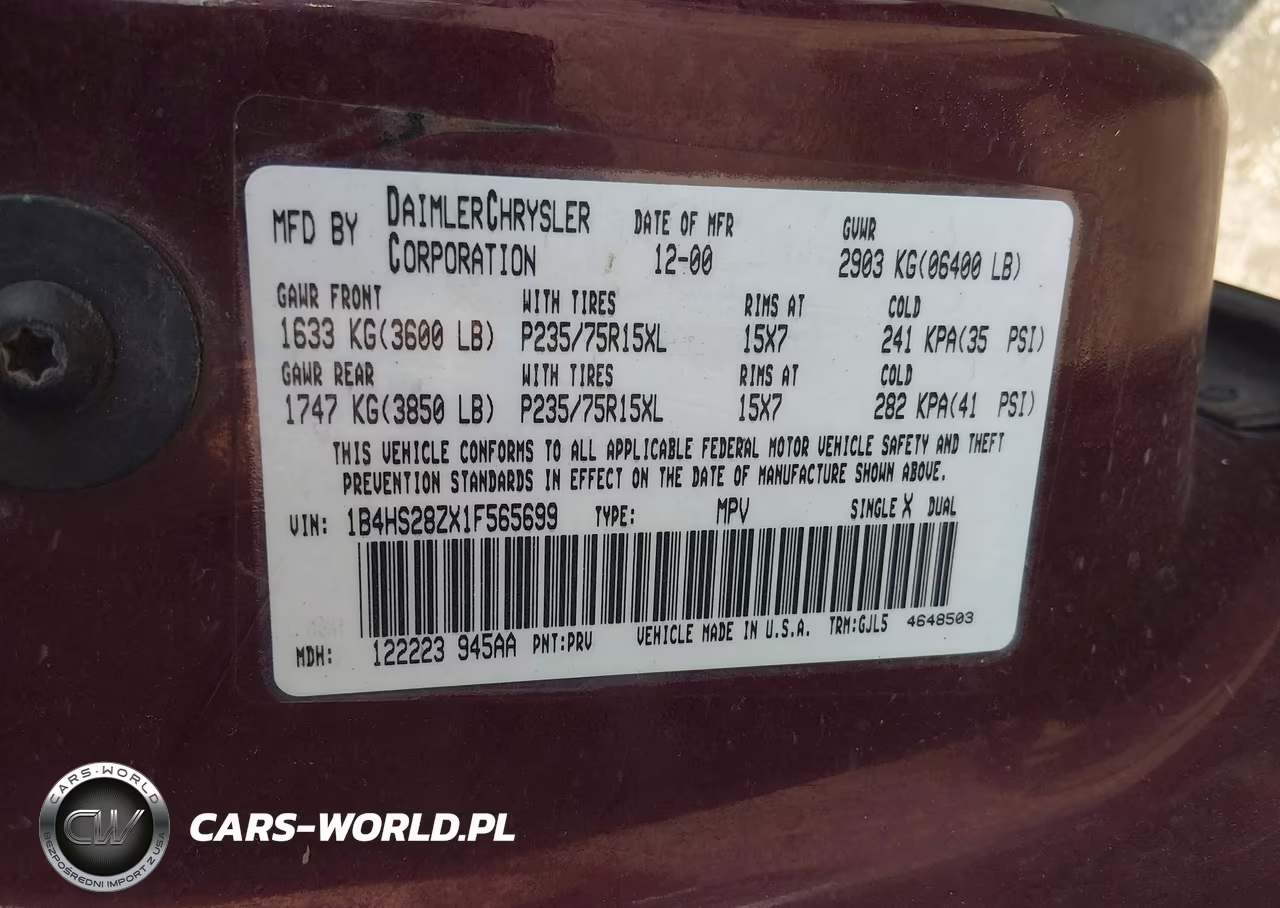 2001 Dodge Durango Slt VIN:1B4HS28ZX1F565699 - 9