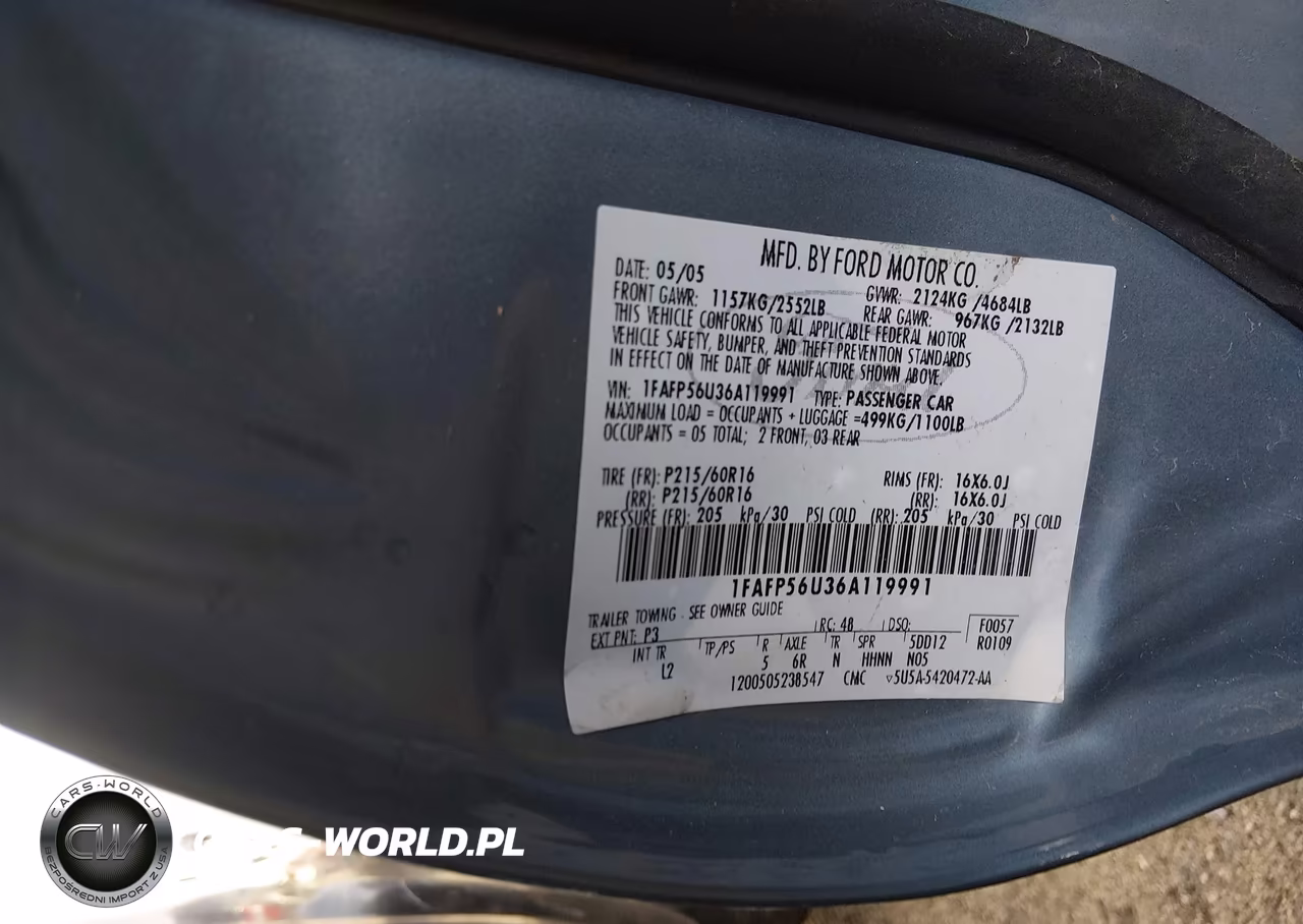2006 Ford Taurus Sel VIN:1FAFP56U36A119991 - 9