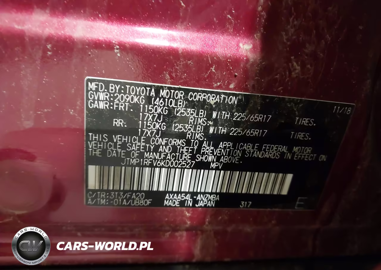 2019 Toyota Rav4 Xle VIN:JTMP1RFV6KD002527 - 9