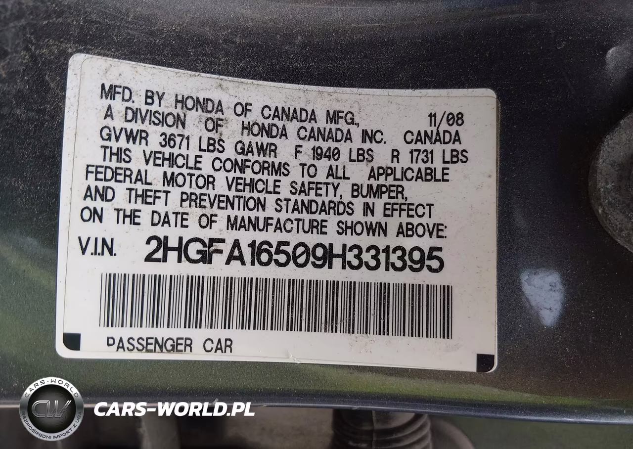 2009 Honda Civic Lx VIN:2HGFA16509H331395 - 9