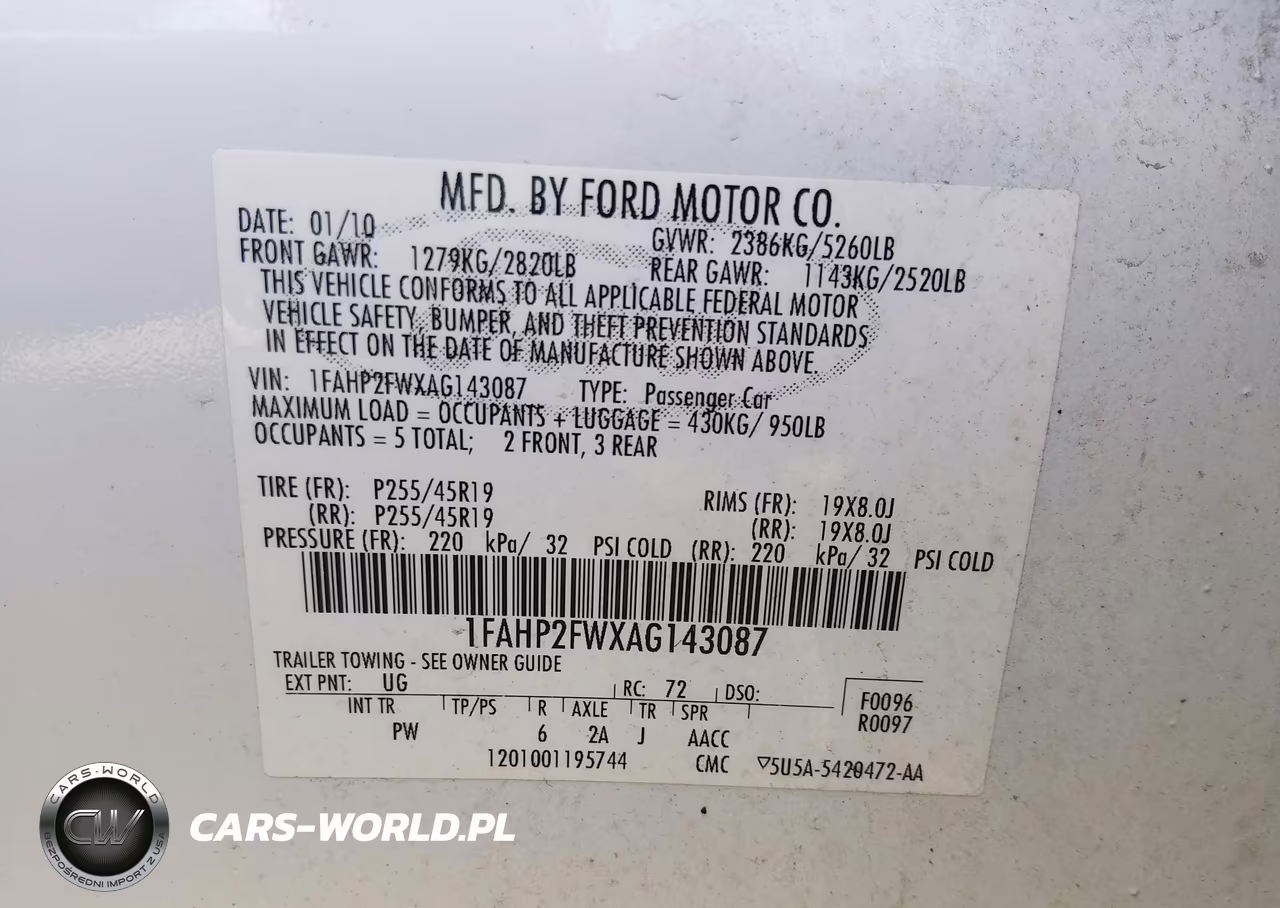 2010 Ford Taurus Limited VIN:1FAHP2FWXAG143087 - 9