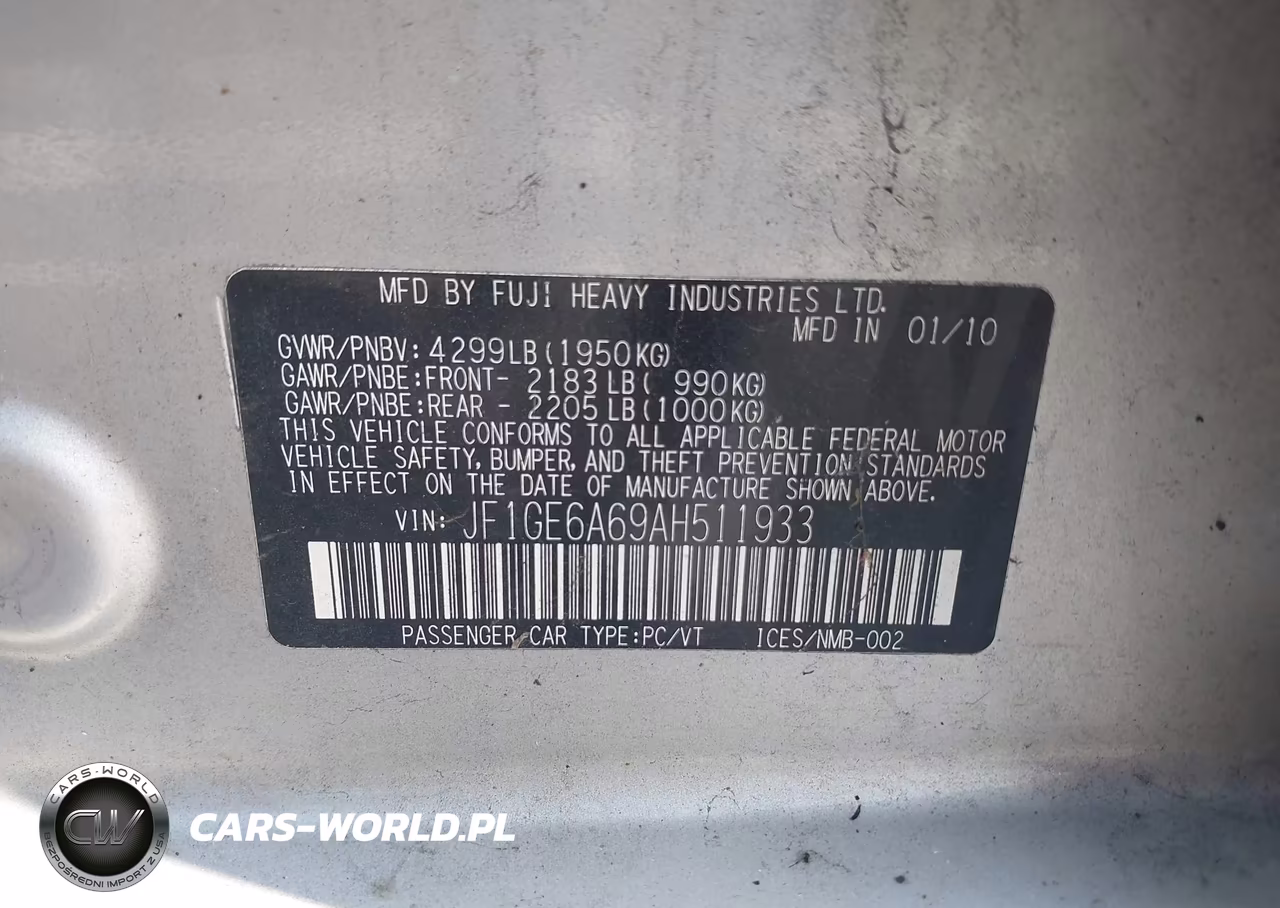 2010 Subaru Impreza 2.5I VIN:JF1GE6A69AH511933 - 9
