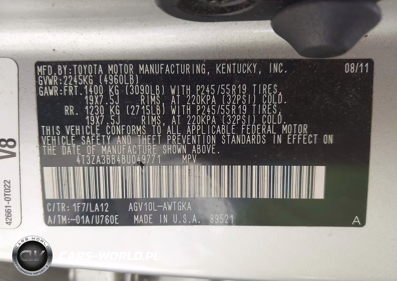 2011 Toyota Venza VIN:4T3ZA3BB4BU049771 - 9