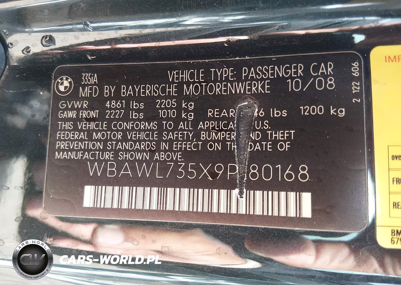 2009 BMW 335I VIN:WBAWL735X9P180168 - 9