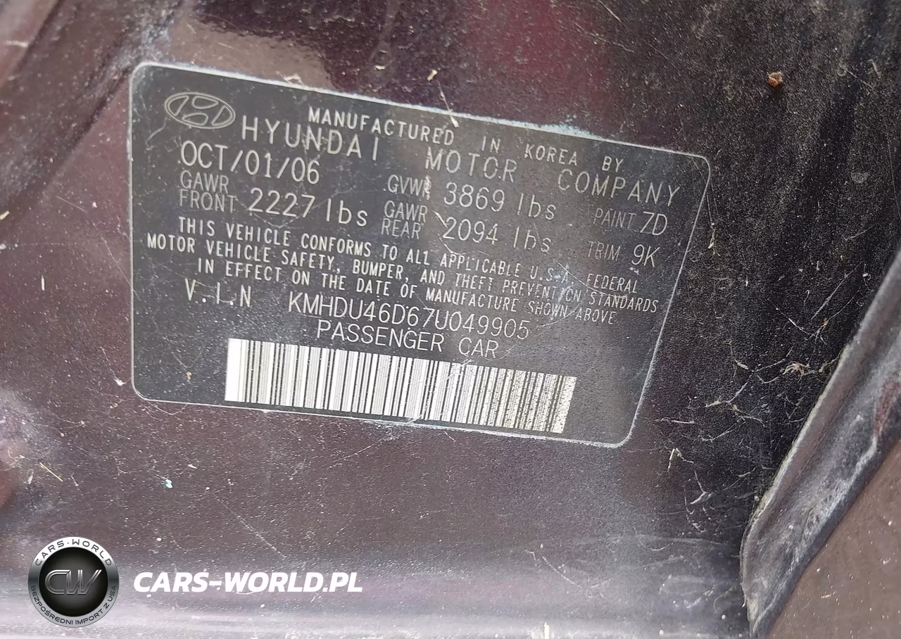 2007 Hyundai Elantra Gls-Limited-Se VIN:KMHDU46D67U049905 - 9
