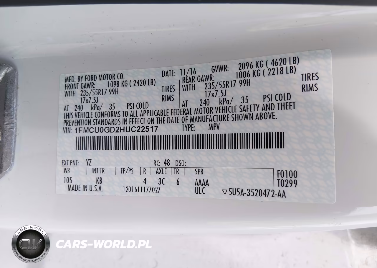 2017 Ford Escape Se VIN:1FMCU0GD2HUC22517 - 9