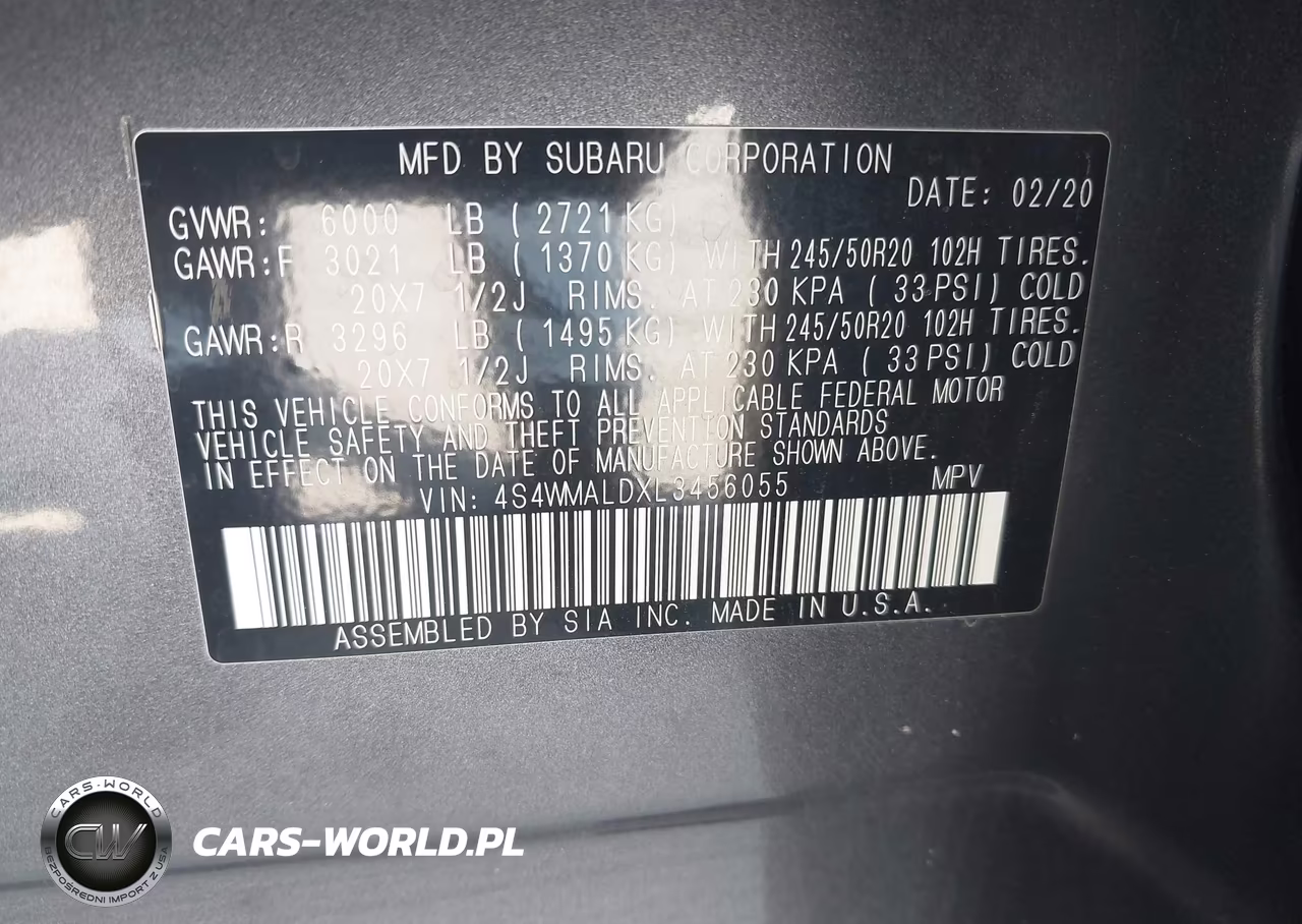 2020 Subaru Ascent Limited VIN:4S4WMALDXL3456055 - 9