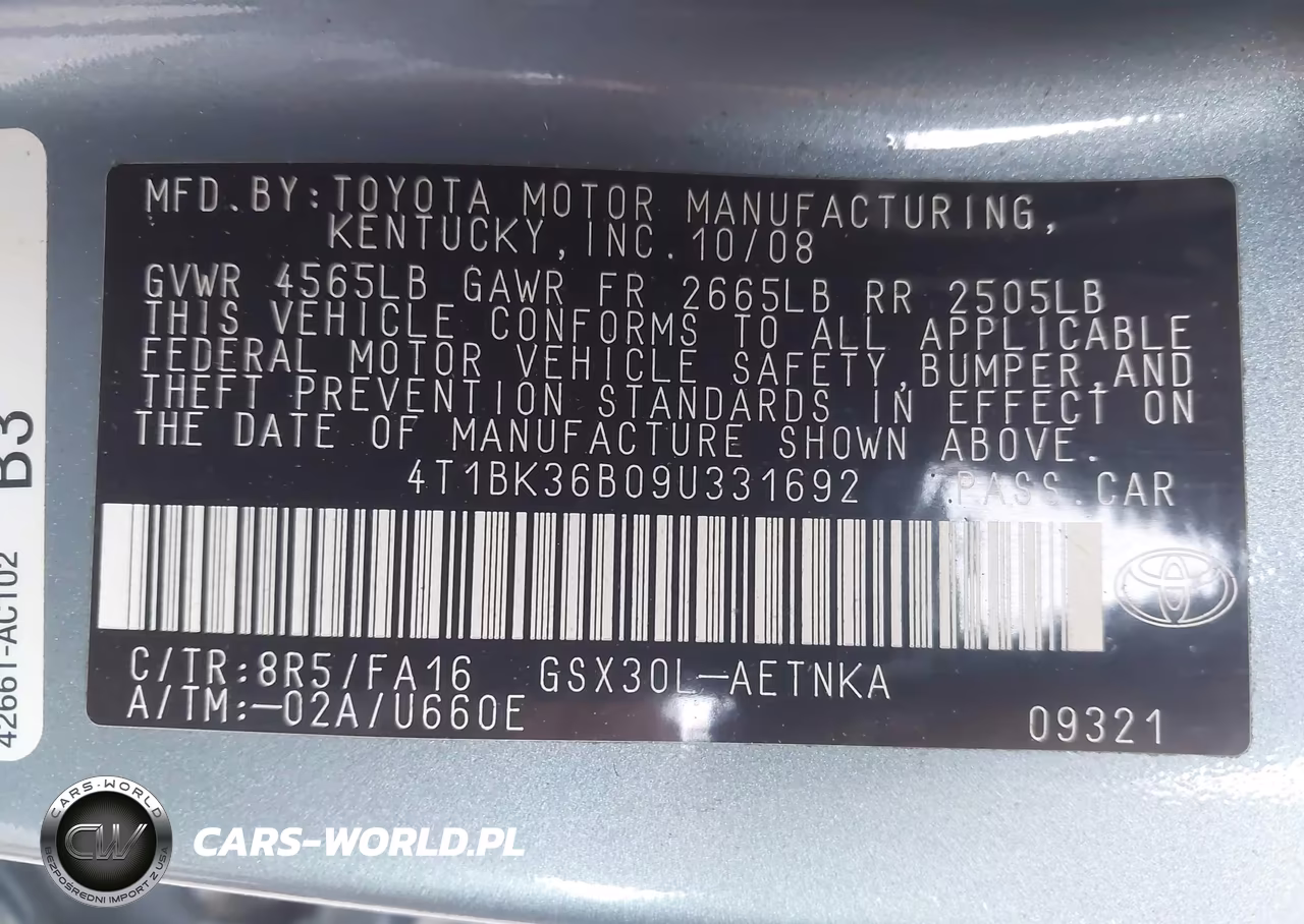 2009 Toyota Avalon Xl VIN:4T1BK36B09U331692 - 9