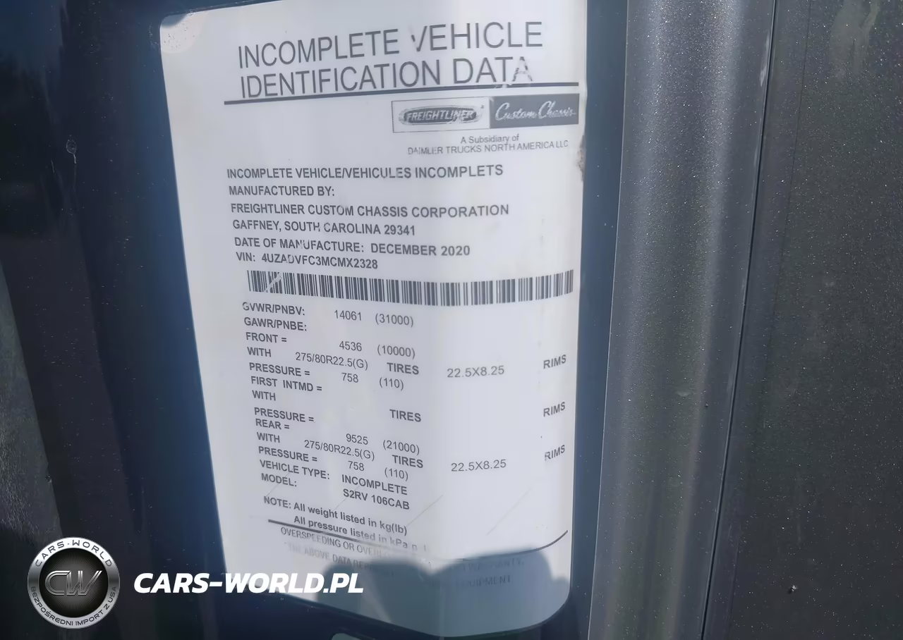 2021 Freightliner Chassis S-2 VIN:4UZADVFC3MCMX2328 - 9