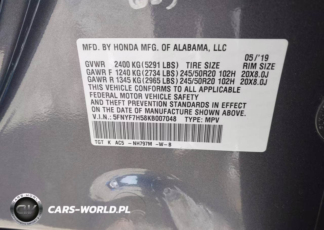 2019 Honda Passport Ex-L VIN:5FNYF7H58KB007048 - 9