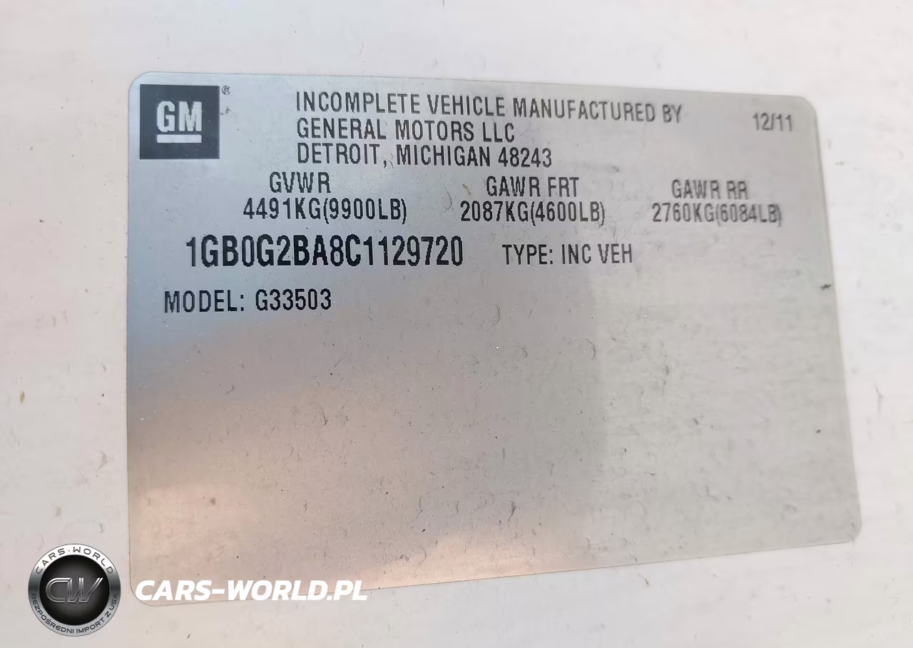 2012 Chevrolet Express Cutaway Work Van VIN:1GB0G2BA8C1129720 - 8