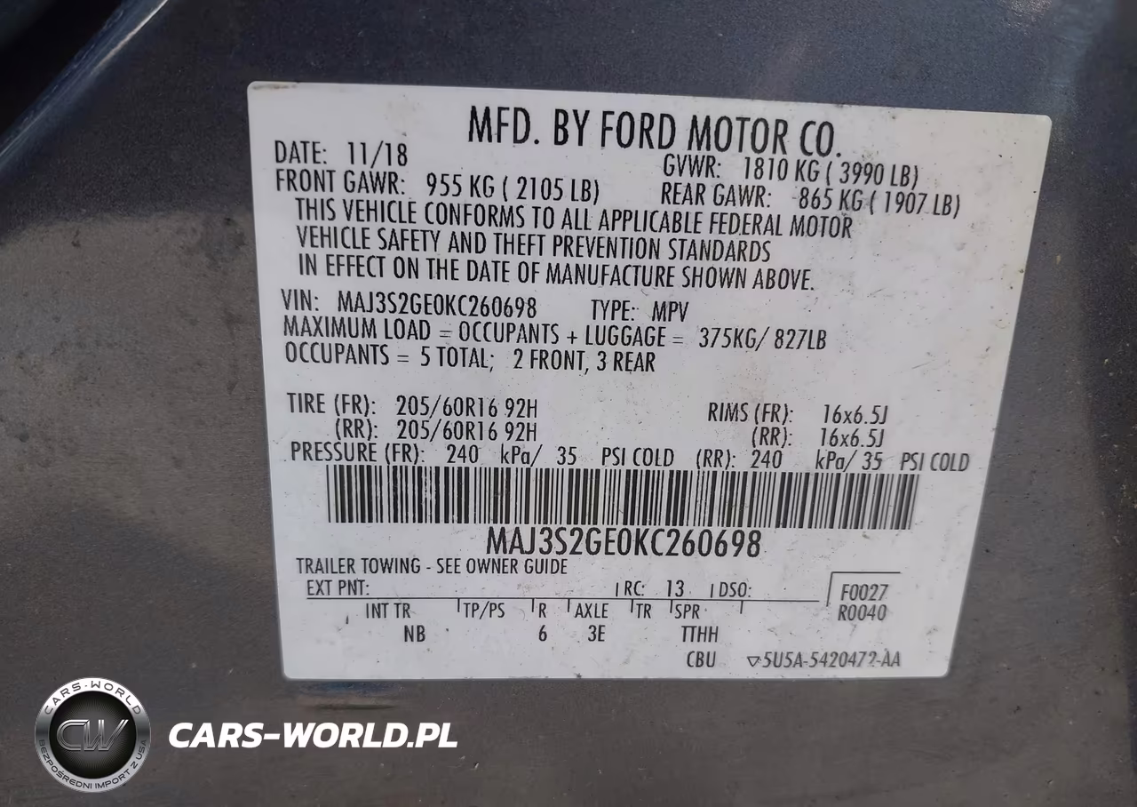 2019 Ford Ecosport Se VIN:MAJ3S2GE0KC260698 - 9