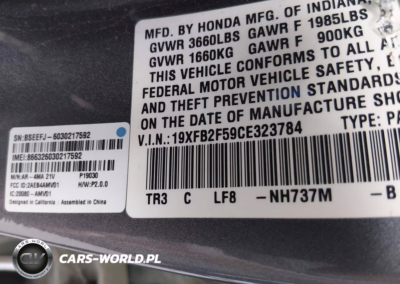 2012 Honda Civic Lx VIN:19XFB2F59CE323784 - 9