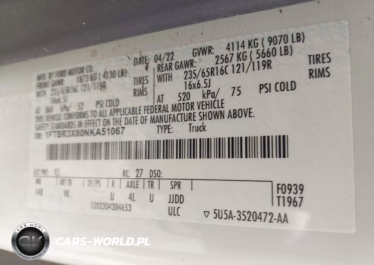 2022 Ford Transit-250 Cargo Van VIN:1FTBR3X80NKA51067 - 9