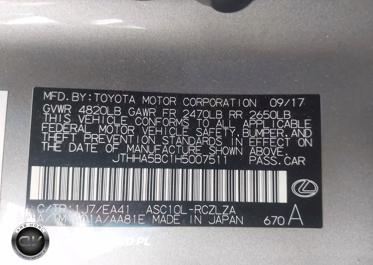 2017 Lexus Rc 200T VIN:JTHHA5BC1H5007511 - 9
