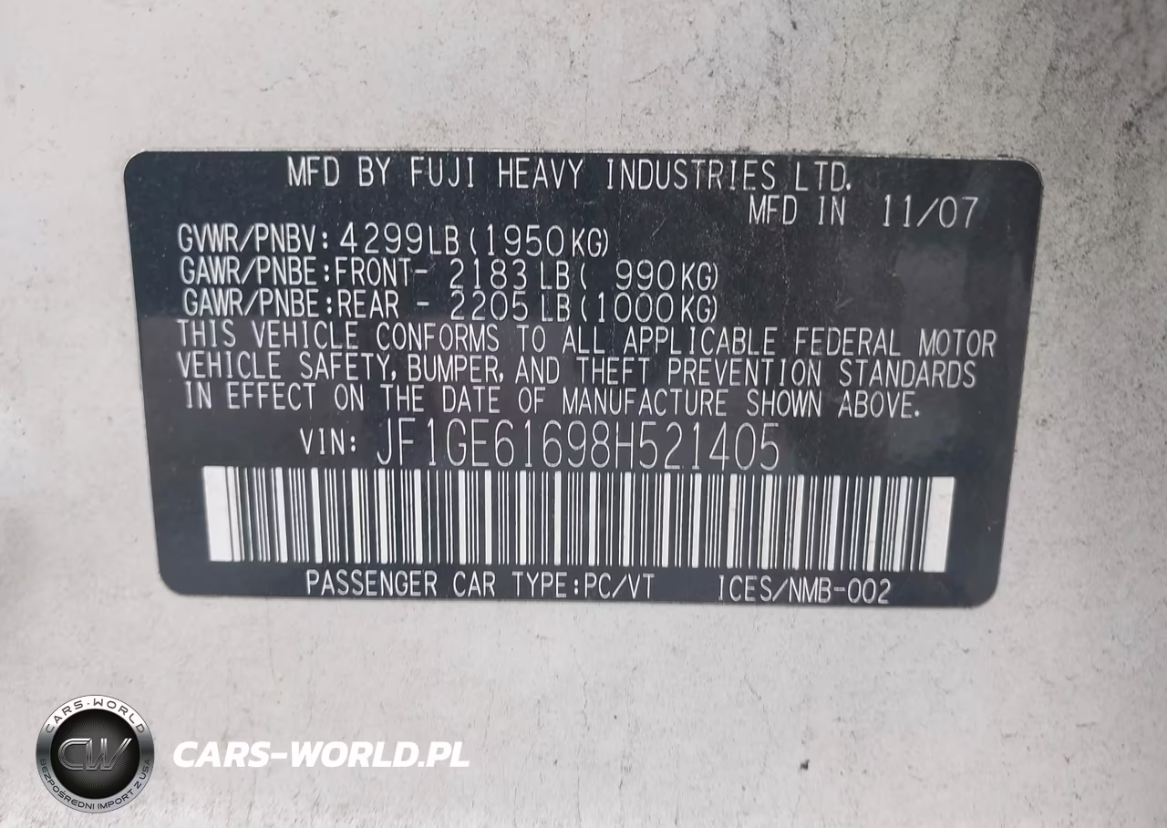 2008 Subaru Impreza 2.5I VIN:JF1GE61698H521405 - 9